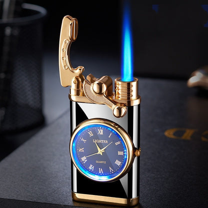 New Lighter With Electric Watch Rocker Arm Automatic Ignition Straight Blue Flame Lighter