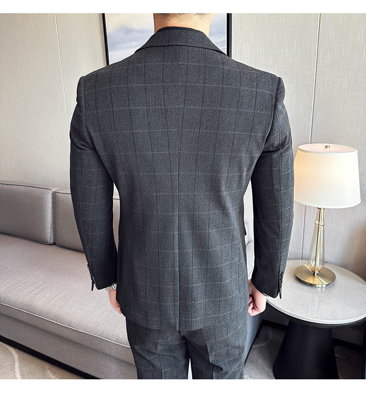 Yarn-dyed Fabric Suit Set Three-piece Set Groom Groomsman Dress