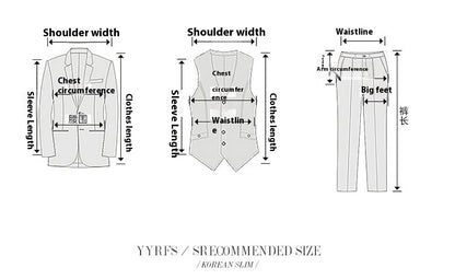 Business Slim-fit Plaid Striped Men's Suit Set