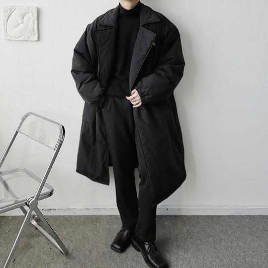 Dark Oversized Suit Over-the-Knee Mid-Length Coat