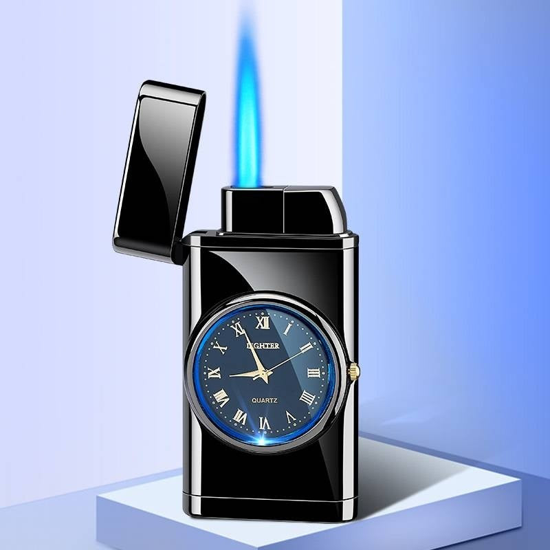 New Lighter With Electric Watch Rocker Arm Automatic Ignition Straight Blue Flame Lighter