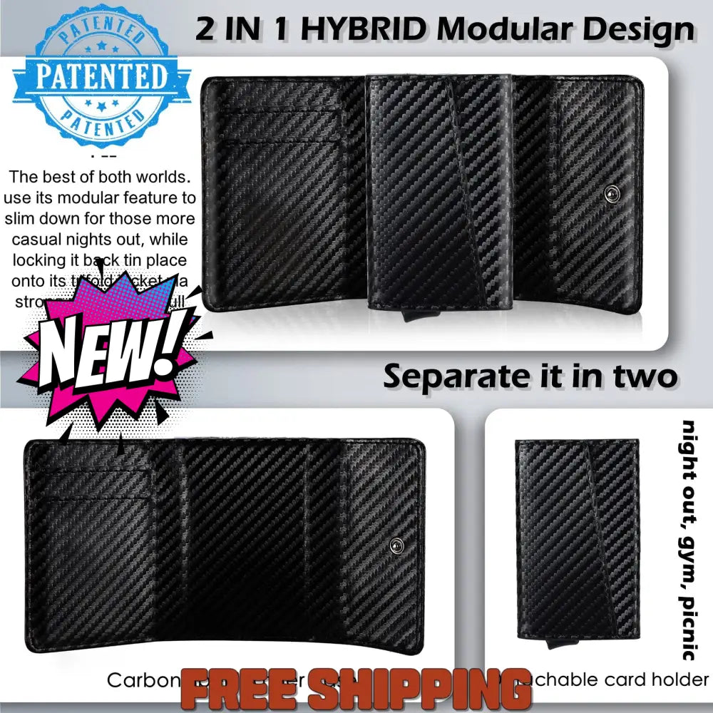 2 - In - 1 Wallet And Card Holder - Cross - Border New Three - Fold Men’s Wallet Leather Carbon