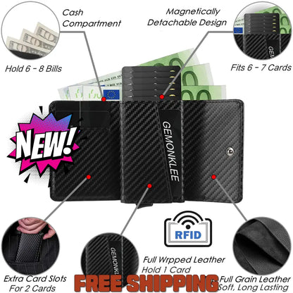 2 - In - 1 Wallet And Card Holder - Cross - Border New Three - Fold Men’s Wallet Leather Carbon