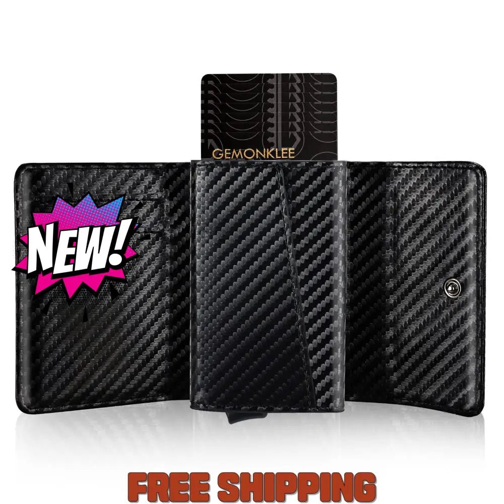 2 - In - 1 Wallet And Card Holder - Cross - Border New Three - Fold Men’s Wallet Leather Carbon