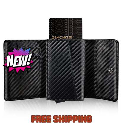 2 - In - 1 Wallet And Card Holder - Cross - Border New Three - Fold Men’s Wallet Leather Carbon