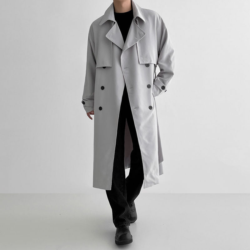 Trench Coat Men's Mid-Length Loose Double-Breasted