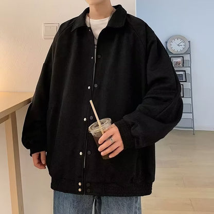 Suede Baseball Jacket Men's Fall Winter Top