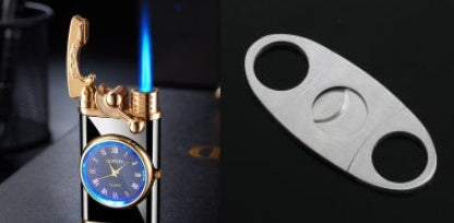 New Lighter With Electric Watch Rocker Arm Automatic Ignition Straight Blue Flame Lighter