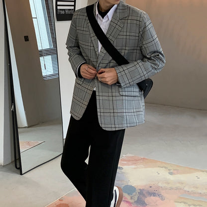 Loose Plaid Suit Autumn Korean Style Trendy Top