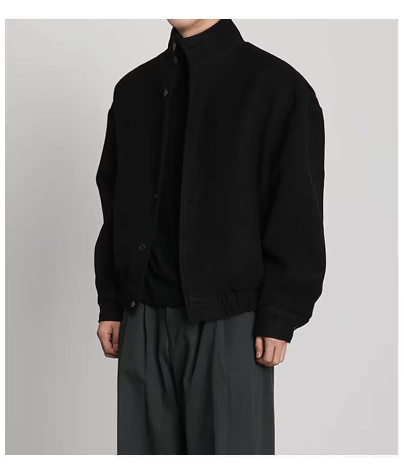 Men's Business Shirt Stand Collar Jacket Woolen Coat