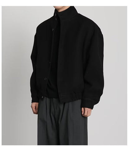 Men's Business Shirt Stand Collar Jacket Woolen Coat