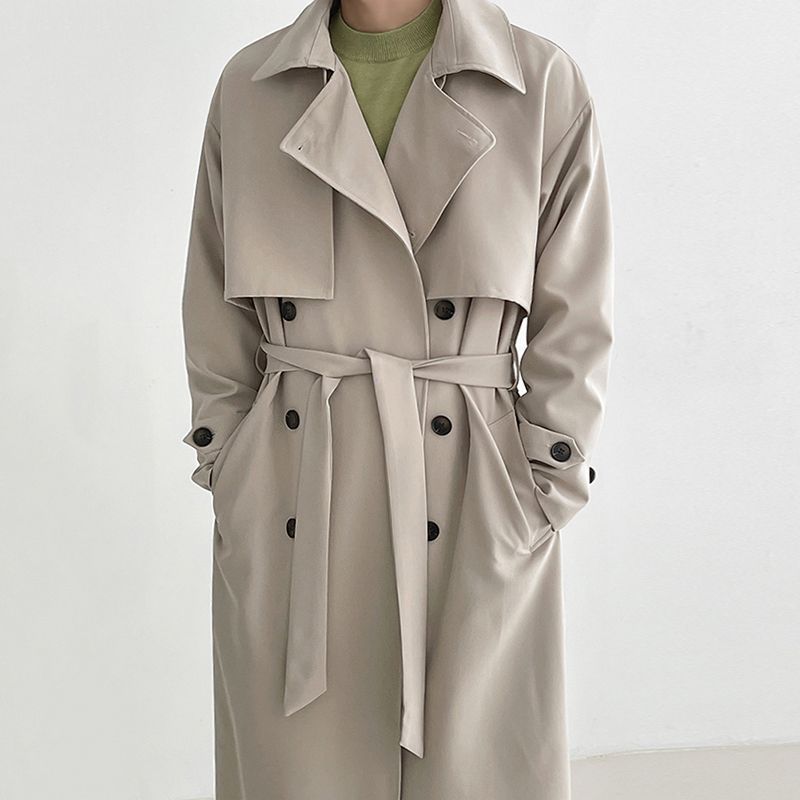Trench Coat Men's Mid-Length Loose Double-Breasted