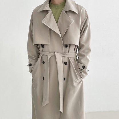 Trench Coat Men's Mid-Length Loose Double-Breasted