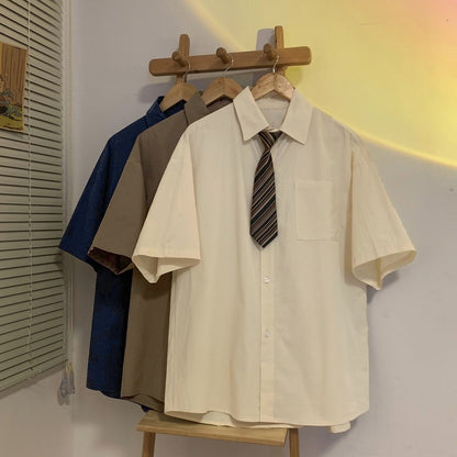 Lazy Summer Youth Popularity Simple Lapel Half Sleeve Uniform