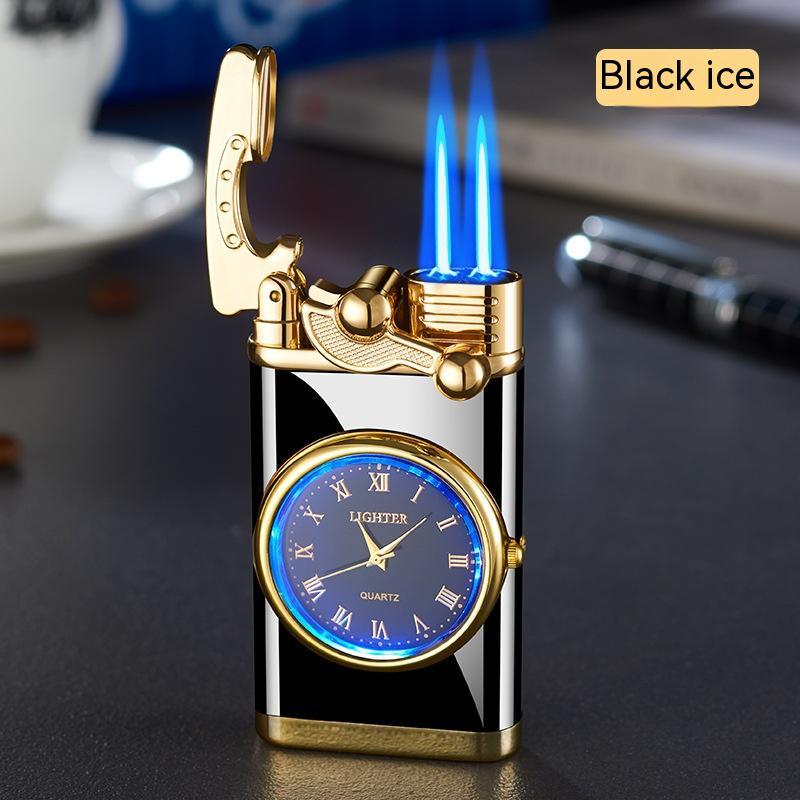 New Lighter With Electric Watch Rocker Arm Automatic Ignition Straight Blue Flame Lighter