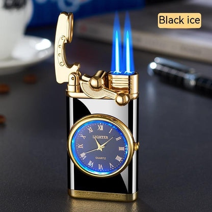 New Lighter With Electric Watch Rocker Arm Automatic Ignition Straight Blue Flame Lighter
