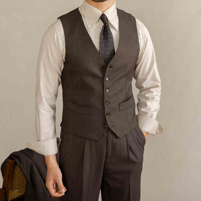 Retro Italian V-Neck Suit Vest
