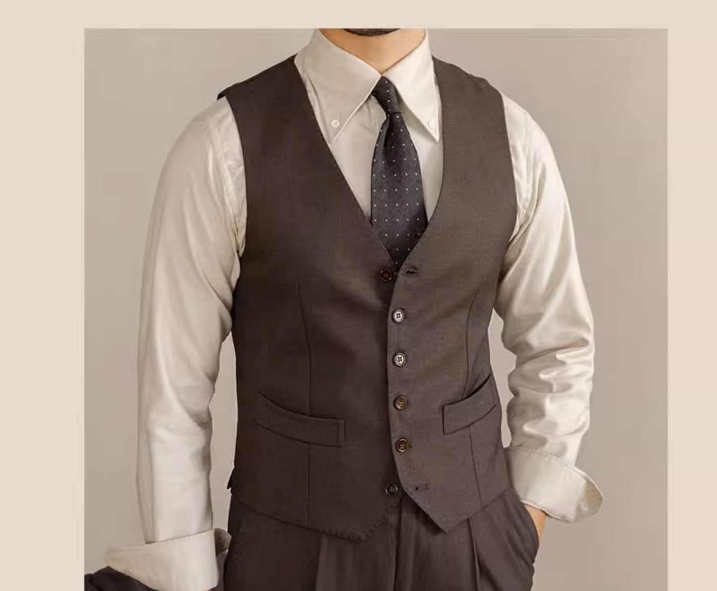 Retro Italian V-Neck Suit Vest