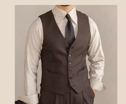 Retro Italian V-Neck Suit Vest