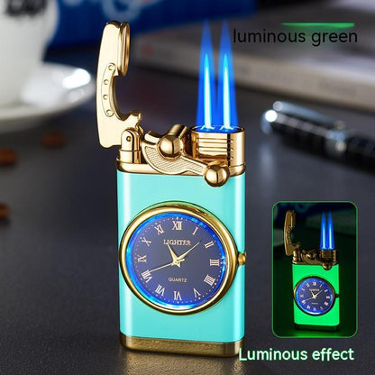 New Lighter With Electric Watch Rocker Arm Automatic Ignition Straight Blue Flame Lighter