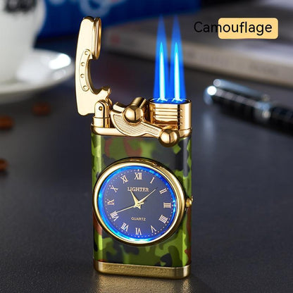 New Lighter With Electric Watch Rocker Arm Automatic Ignition Straight Blue Flame Lighter