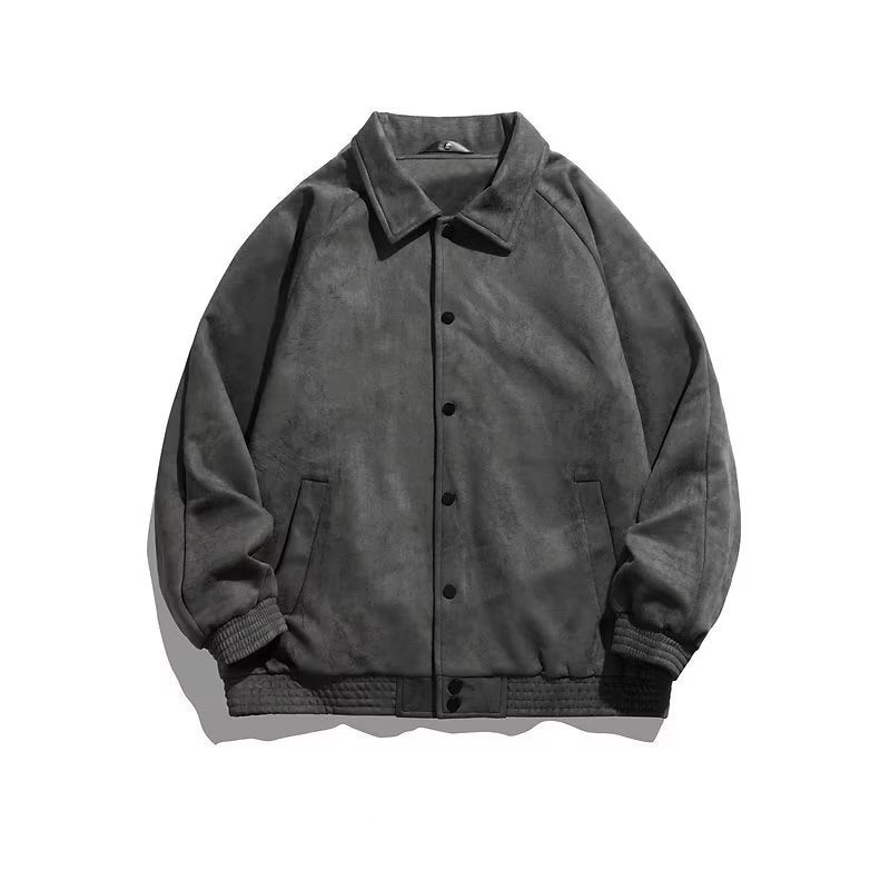 Suede Baseball Jacket Men's Fall Winter Top