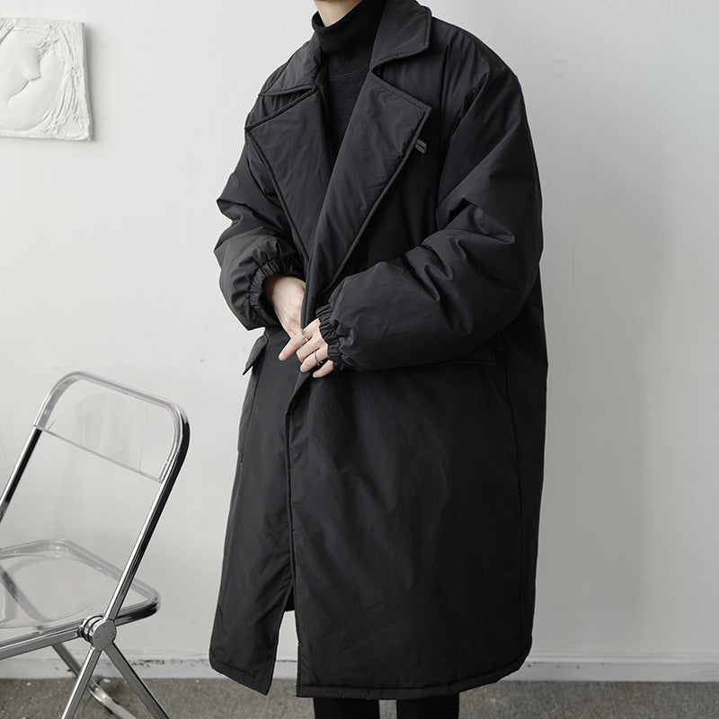 Dark Oversized Suit Over-the-Knee Mid-Length Coat