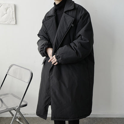 Dark Oversized Suit Over-the-Knee Mid-Length Coat