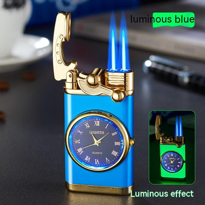 New Lighter With Electric Watch Rocker Arm Automatic Ignition Straight Blue Flame Lighter