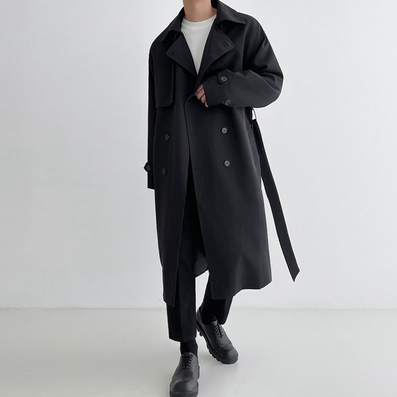Trench Coat Men's Mid-Length Loose Double-Breasted