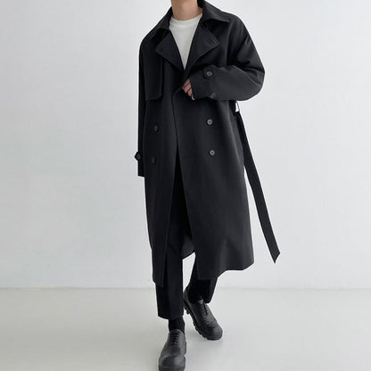 Trench Coat Men's Mid-Length Loose Double-Breasted