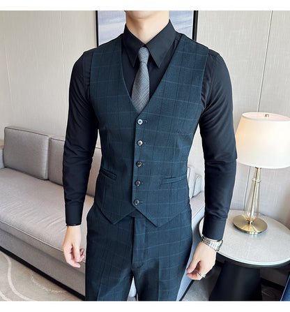 Yarn-dyed Fabric Suit Set Three-piece Set Groom Groomsman Dress