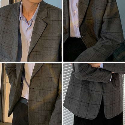 Loose Plaid Suit Autumn Korean Style Trendy Top