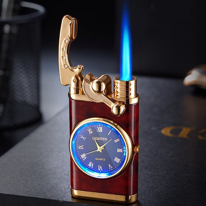 New Lighter With Electric Watch Rocker Arm Automatic Ignition Straight Blue Flame Lighter