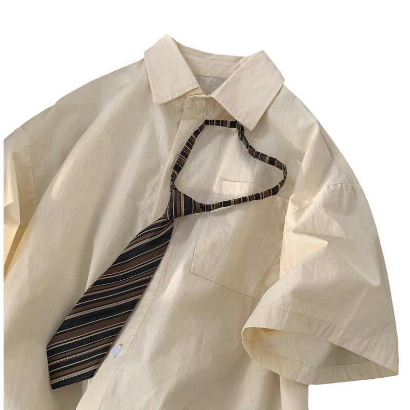 Lazy Summer Youth Popularity Simple Lapel Half Sleeve Uniform