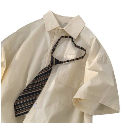 Lazy Summer Youth Popularity Simple Lapel Half Sleeve Uniform