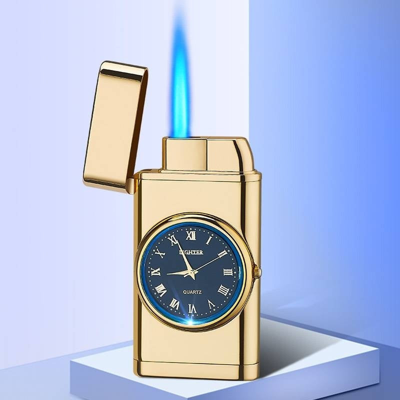New Lighter With Electric Watch Rocker Arm Automatic Ignition Straight Blue Flame Lighter