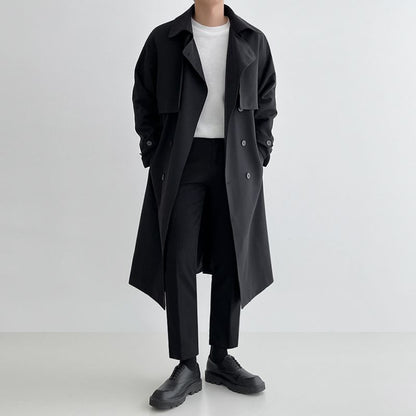 Trench Coat Men's Mid-Length Loose Double-Breasted