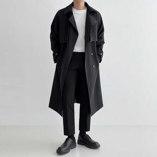 Trench Coat Men's Mid-Length Loose Double-Breasted