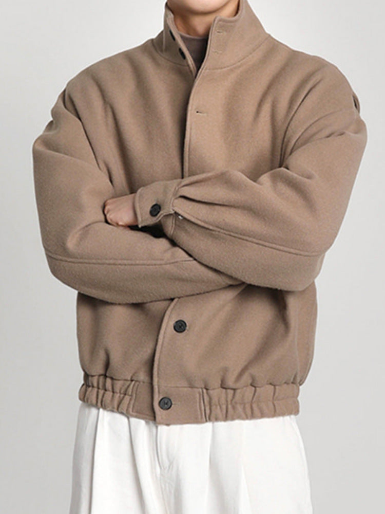 Men's Business Shirt Stand Collar Jacket Woolen Coat