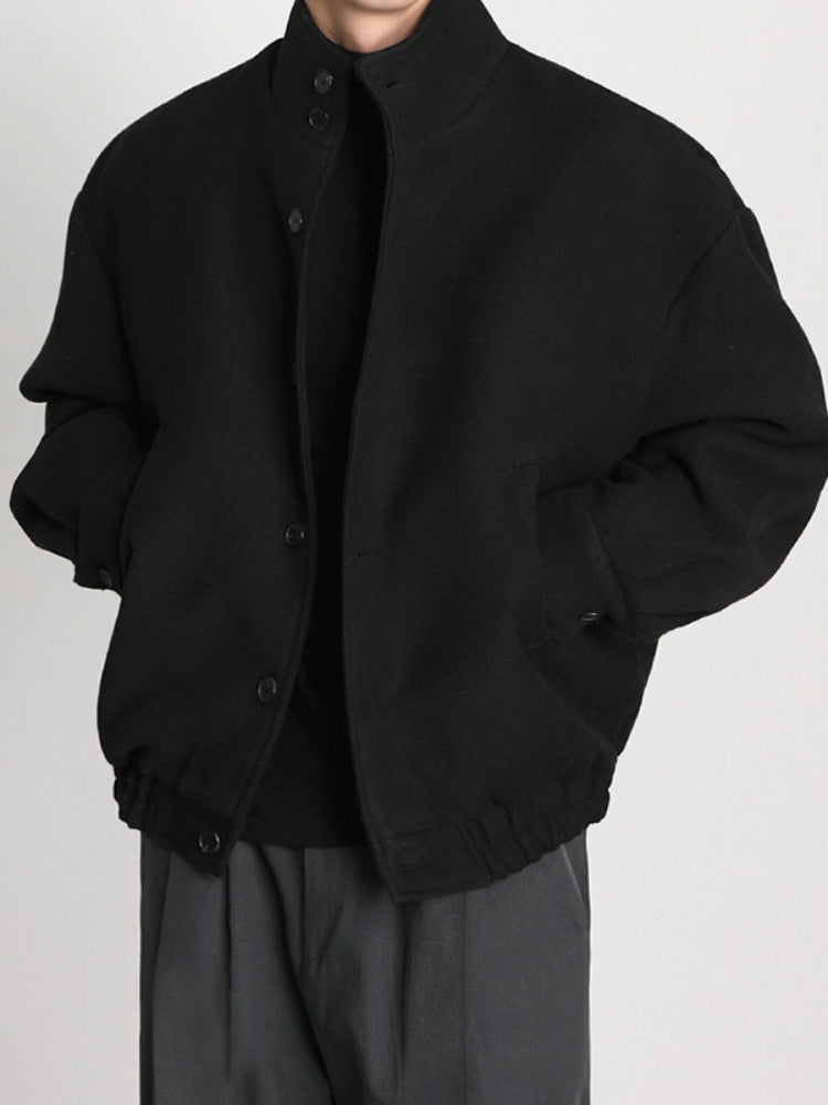 Men's Business Shirt Stand Collar Jacket Woolen Coat