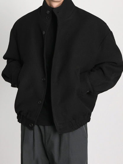 Men's Business Shirt Stand Collar Jacket Woolen Coat