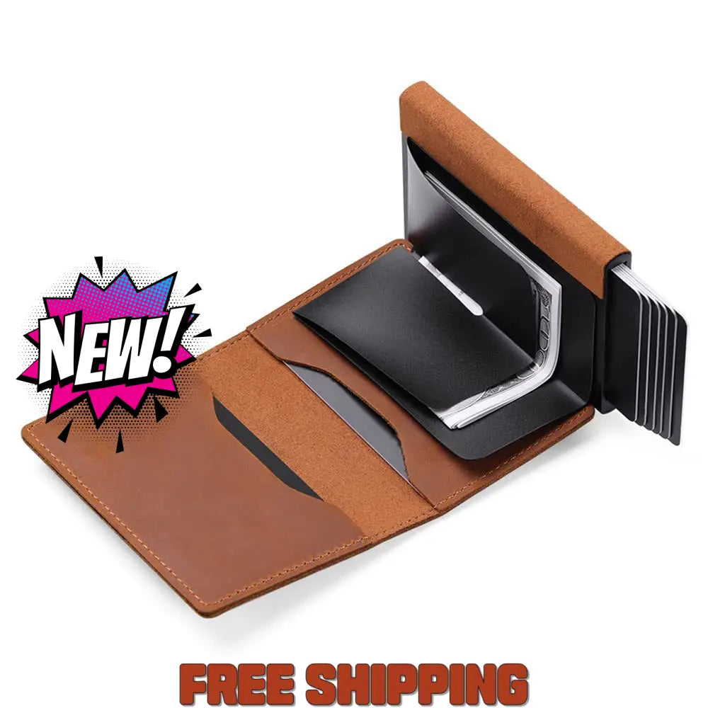Airtag Card Bag Anti - Theft Swipe Card Bag Multi - Functional Business Leather Wallet For Men