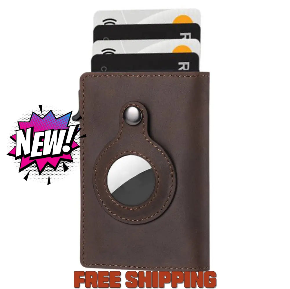 Airtag Card Bag Anti - Theft Swipe Card Bag Multi - Functional Business Leather Wallet For Men