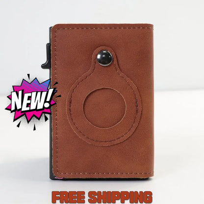 Airtag Card Bag Anti - Theft Swipe Card Bag Multi - Functional Business Leather Wallet For Men Pu