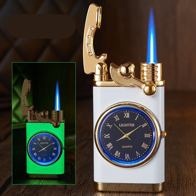New Lighter With Electric Watch Rocker Arm Automatic Ignition Straight Blue Flame Lighter