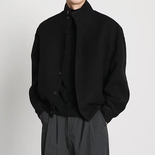 Men's Business Shirt Stand Collar Jacket Woolen Coat