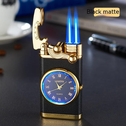 New Lighter With Electric Watch Rocker Arm Automatic Ignition Straight Blue Flame Lighter
