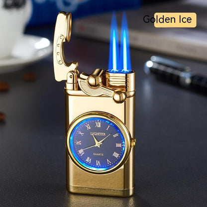 New Lighter With Electric Watch Rocker Arm Automatic Ignition Straight Blue Flame Lighter