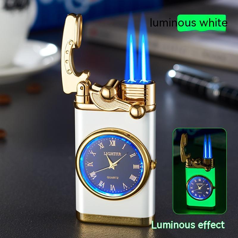 New Lighter With Electric Watch Rocker Arm Automatic Ignition Straight Blue Flame Lighter